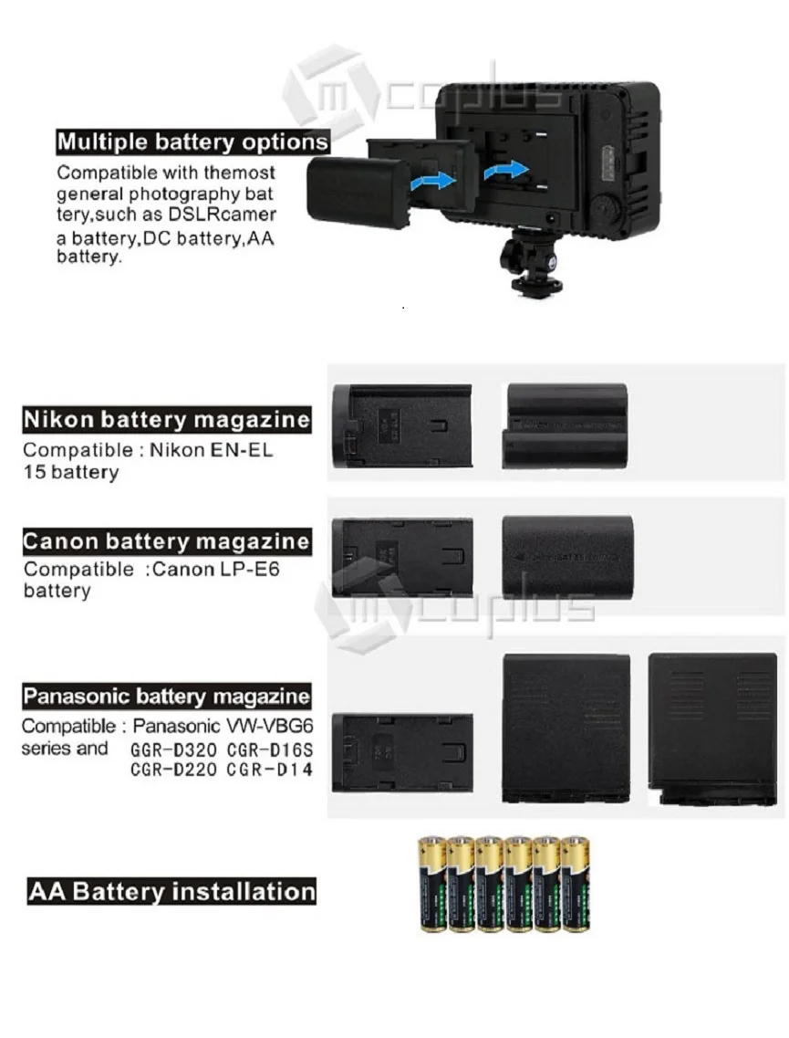 Светодиодная видеокамера Mcoplus 168A с зарядным устройством для Canon Nikon Sony Pentax Panasonic
