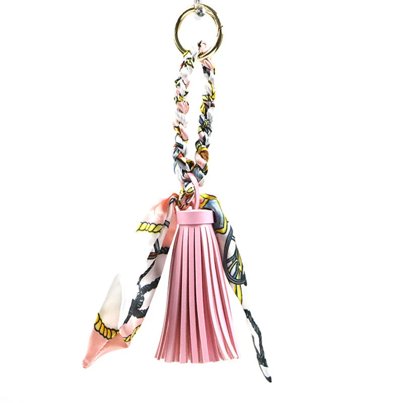 pink Manglad из искусственной кожи с кисточками Женская Очаровательная подвеска для сумок креативный брелок для ключей сумка орнамент ручка сумки ленты украшения аксессуары - Цвет: pink