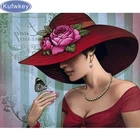 5D сделай сам, алмазная живопись, шляпа, Женская Алмазная вышивка, красота, квадратная, круглая, мозаика, вышивка крестиком, украшение для дома