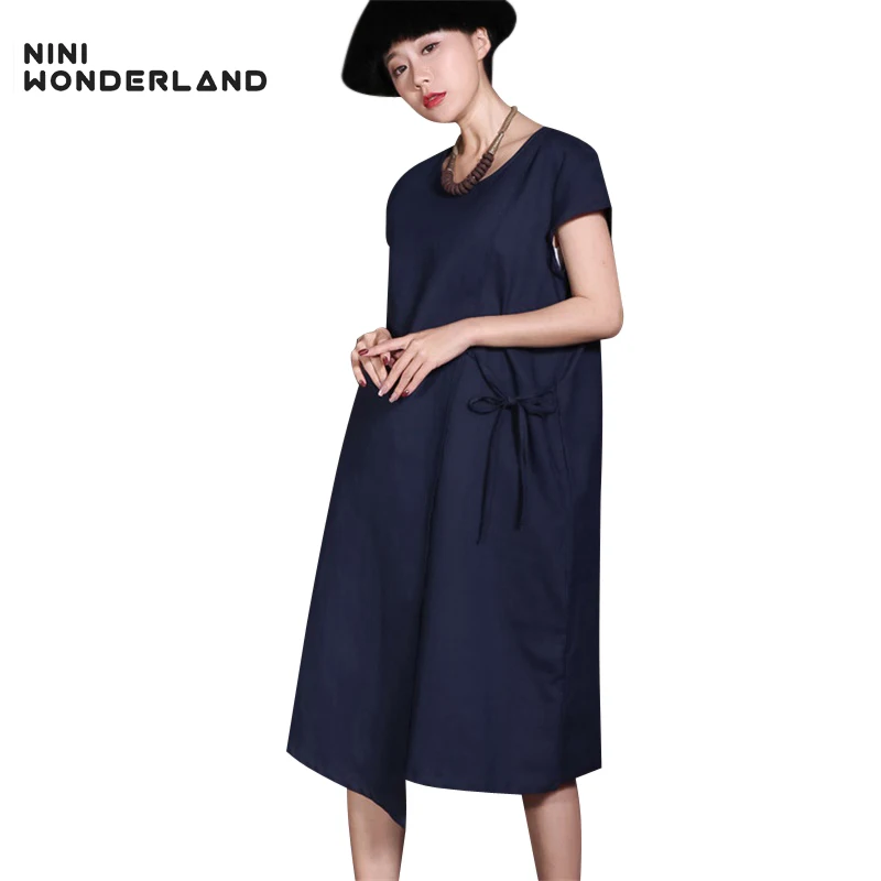 Женское асимметричное платье NINI WONDERLAND повседневное с коротким рукавом большого
