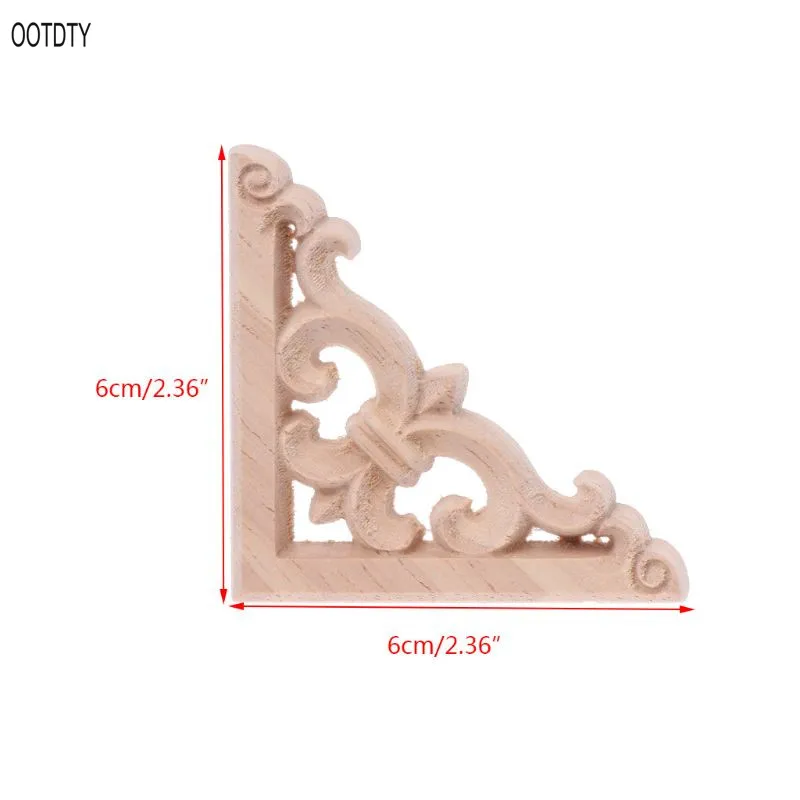 

4pcs/set Wood Carved Corner Onlay Applique Unpainted Frame Cupboard Cabinet Decal For Home Furniture Decor 6x6cm
