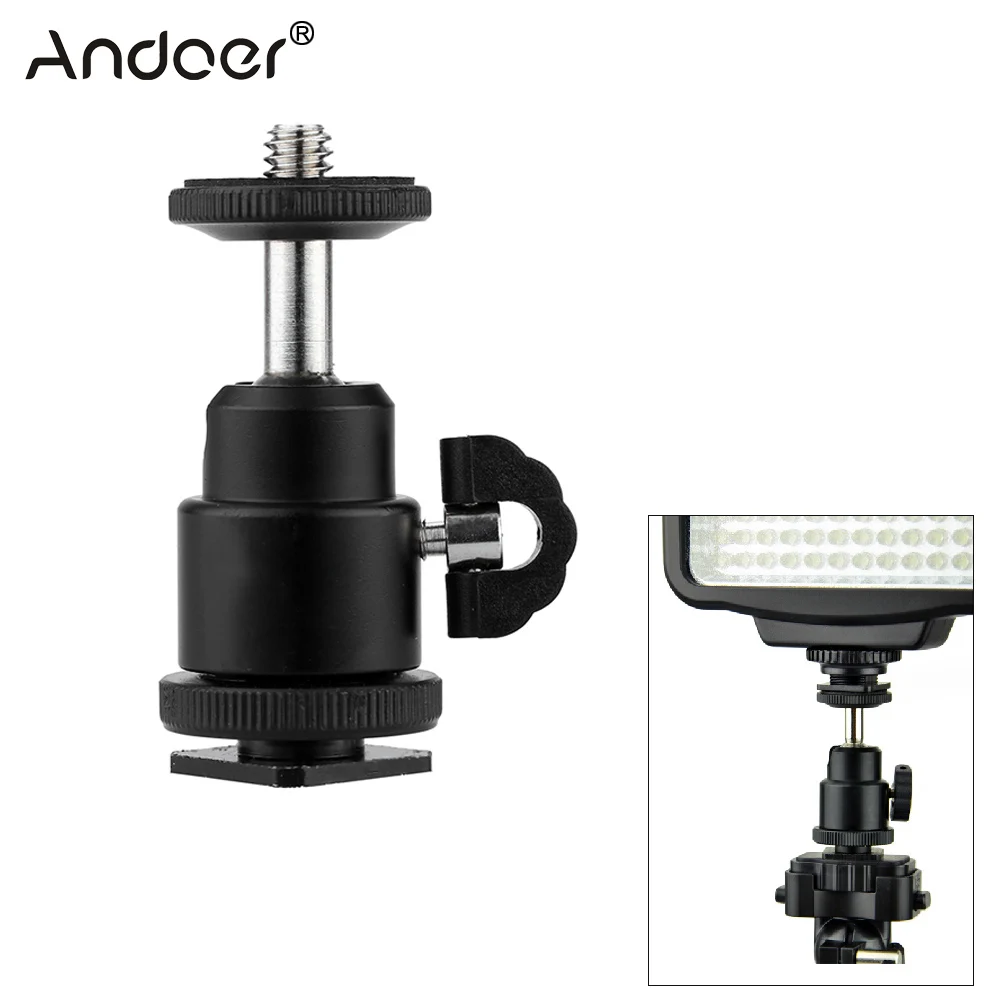 Andoer Алюминиевый мини шаровой головкой 1/4 &quotкрепление с флэш башмаком для DSLR SLR DC
