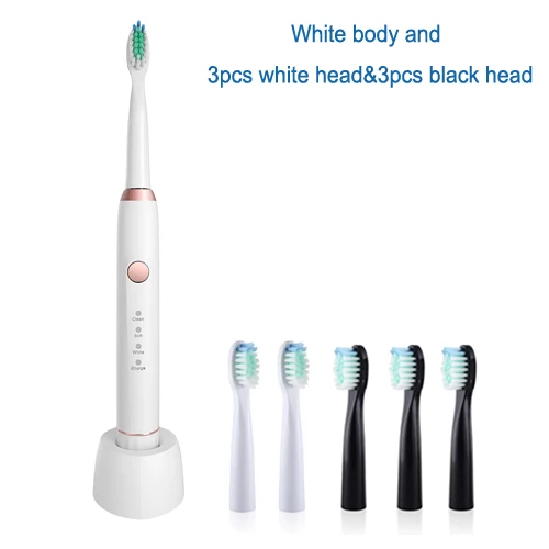white body and 6head Sarmocare M100 электрическая ультра звуковая зубная щетка, звуковая зубная щетка es IPX7, водонепроницаемая сменная батарея, зубная щетка, зубные щетки - Цвет: white body and 6head