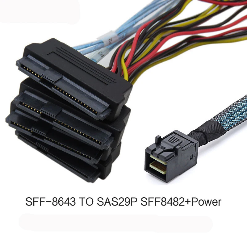 SFF 8643 к 8482 Mini SAS удлинитель передачи данных для ПК жесткий диск 1 до 4