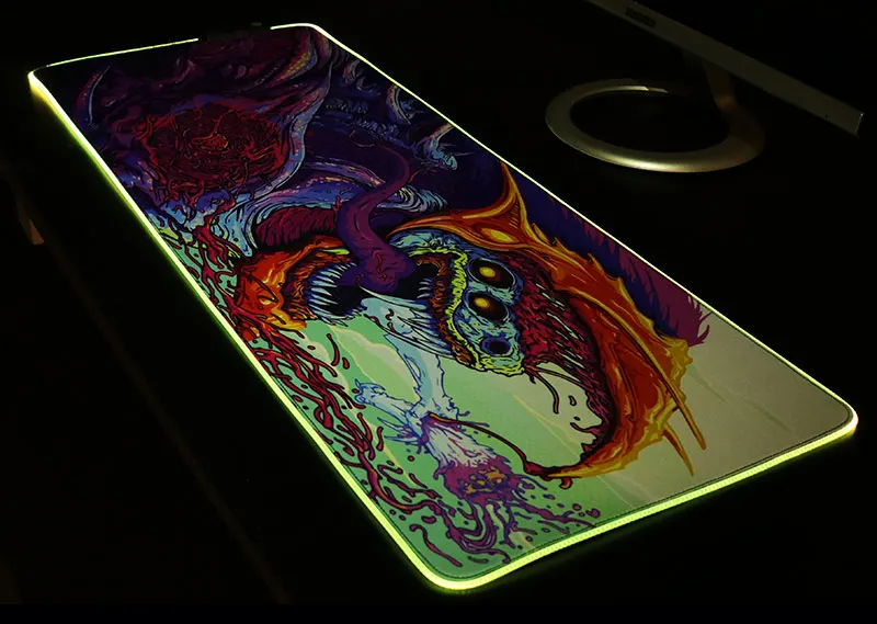 Sovawin 800x300 большой игровой коврик для мыши с LED RGB подсветкой XL геймерский коврик Grande коврик для мыши cs go Hyper Beast для компьютера