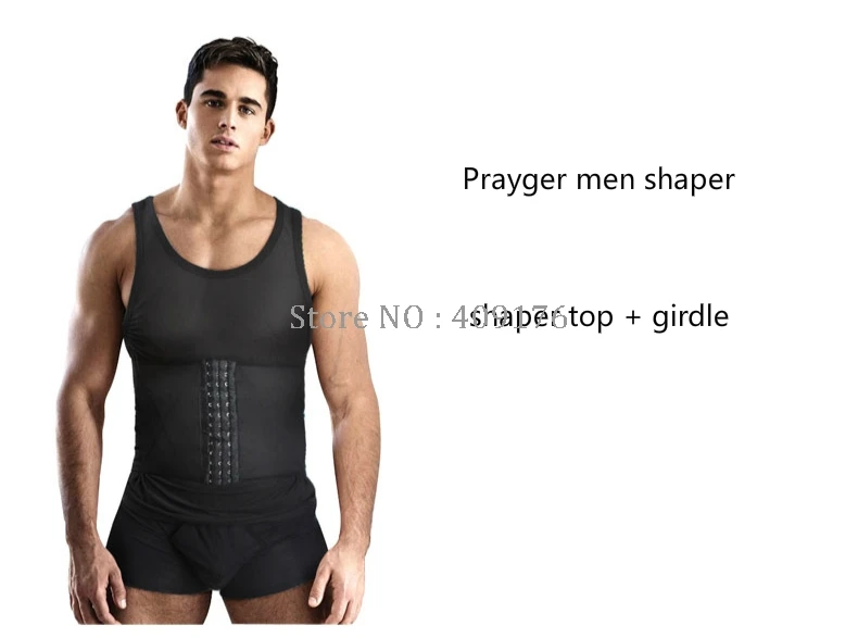 

Compression Corset PRAYGER Slimming Waist Shaper Men Beer Belly Tank Top Stomach Tummy Trimmer Girdle Hooks Adjustable Vest