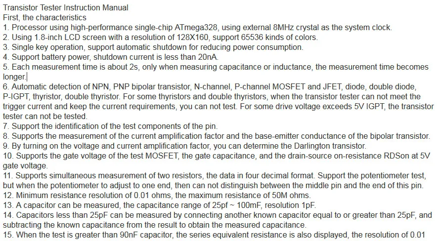 MK-328 MK328 ATmega328 8 МГц цифровой Транзистор тестер Триод Емкость ESR метр 1," ЖК-дисплей DIY наборы с Чехол