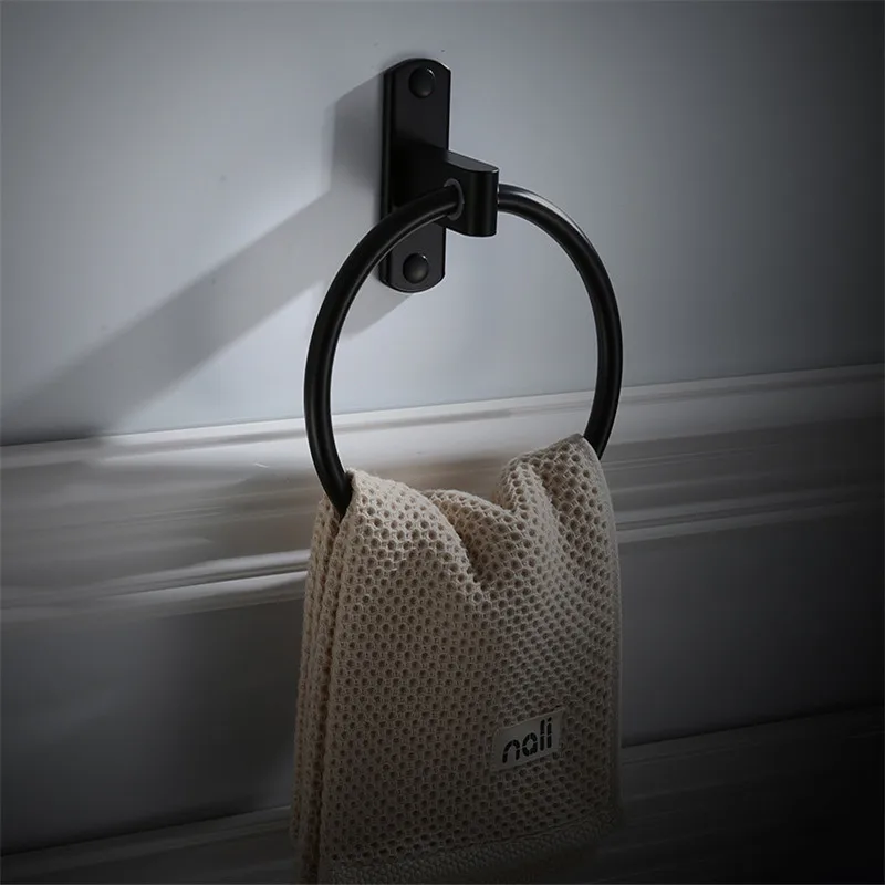 towel ring Набор аксессуаров для ванной комнаты, вешалка для полотенец/барная полка для ванной, крючок для халата, держатель для бумаги, держатель для туалетной щетки, набор аксессуаров для ванной, алюминиевый - Цвет: towel ring