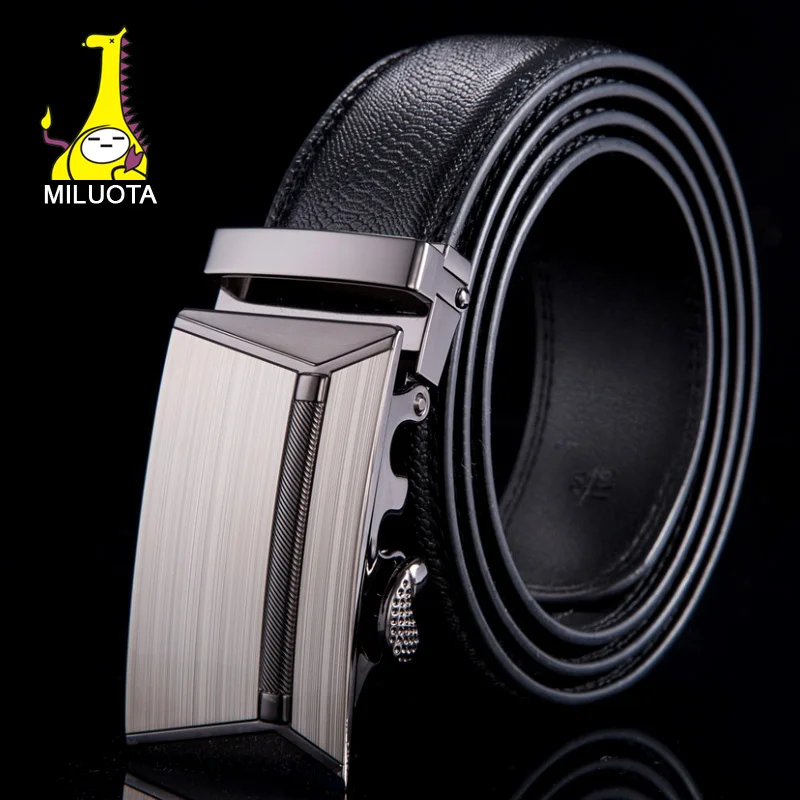 

[MILUOTA] 2018 Genuine leather belt men alloy automatic buckle men belts luxury crocodile grain pattern ceinture WN023