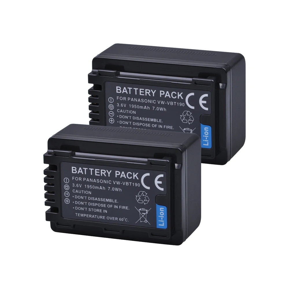 Tectra 2PCS VW VBT190 литий ионный аккумулятор для Panasonic HC V110 V130 V160 V180 V201 V210|vbt190 battery|battery