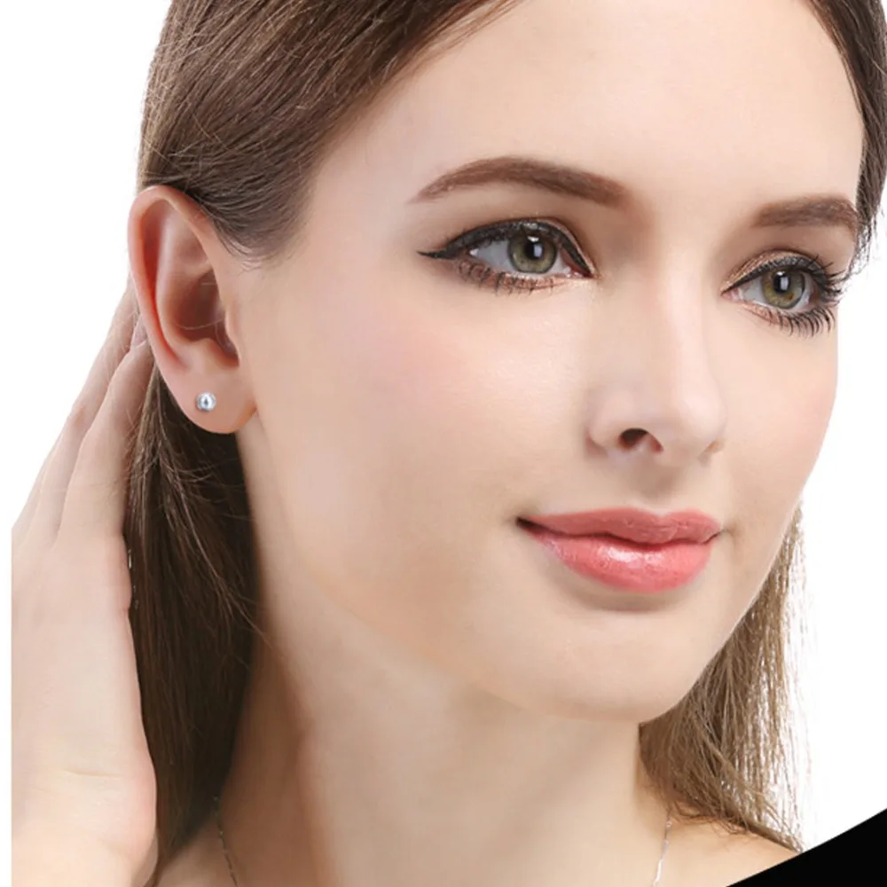 UMODE New White Round Pearl 925 Sterling Silver Stud Earrings for Women Small Cute Studs Gold Jewelry ALE0491 | Украшения и