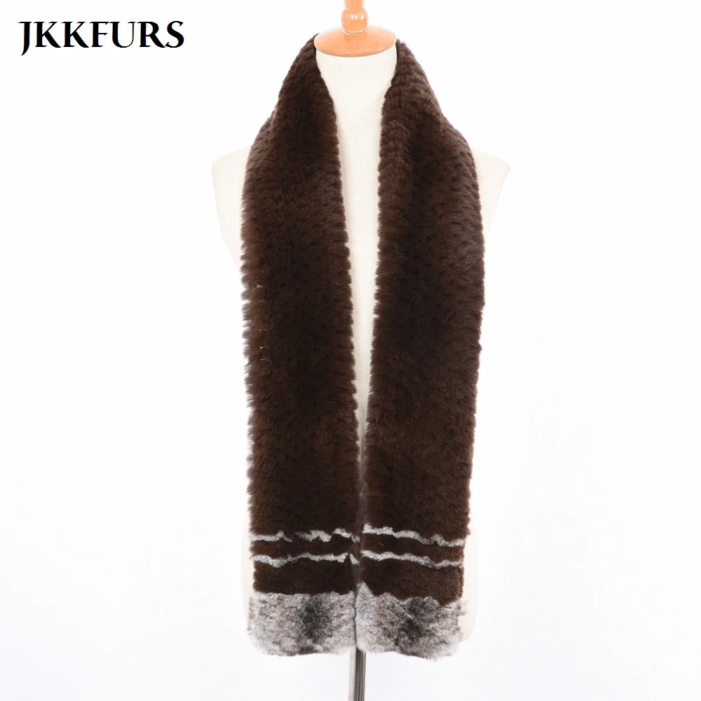 

2019 Women's Long Scarves Real Rabbit Fur Fashion Style Shawls Autumn Winter Warm Fur Muffler Top Quality S7395