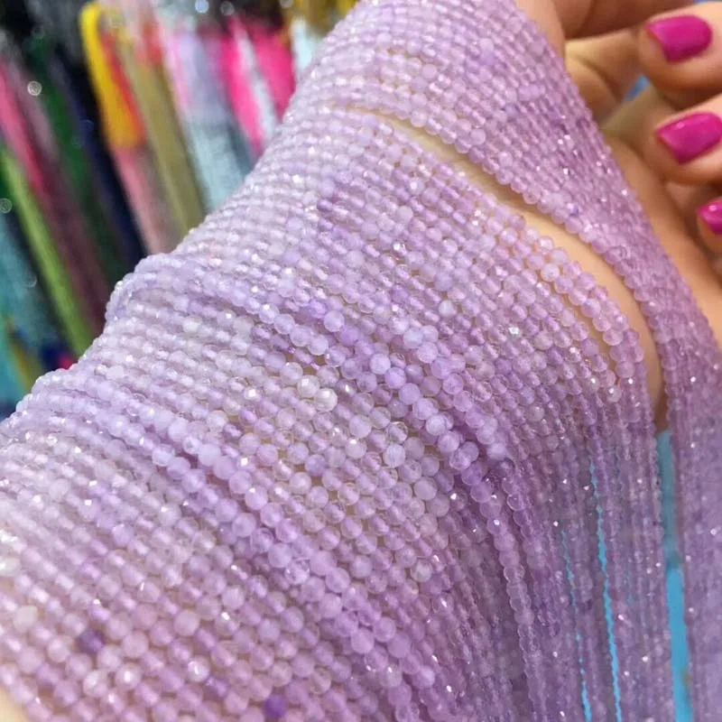 Маленькие бусины из натурального камня, бусины из Лабрадорита, 2 мм, 3 мм, 4 мм, разделенные бусины для изготовления ювелирных изделий, ожерелья, браслетов своими руками - Цвет: Purple Jade