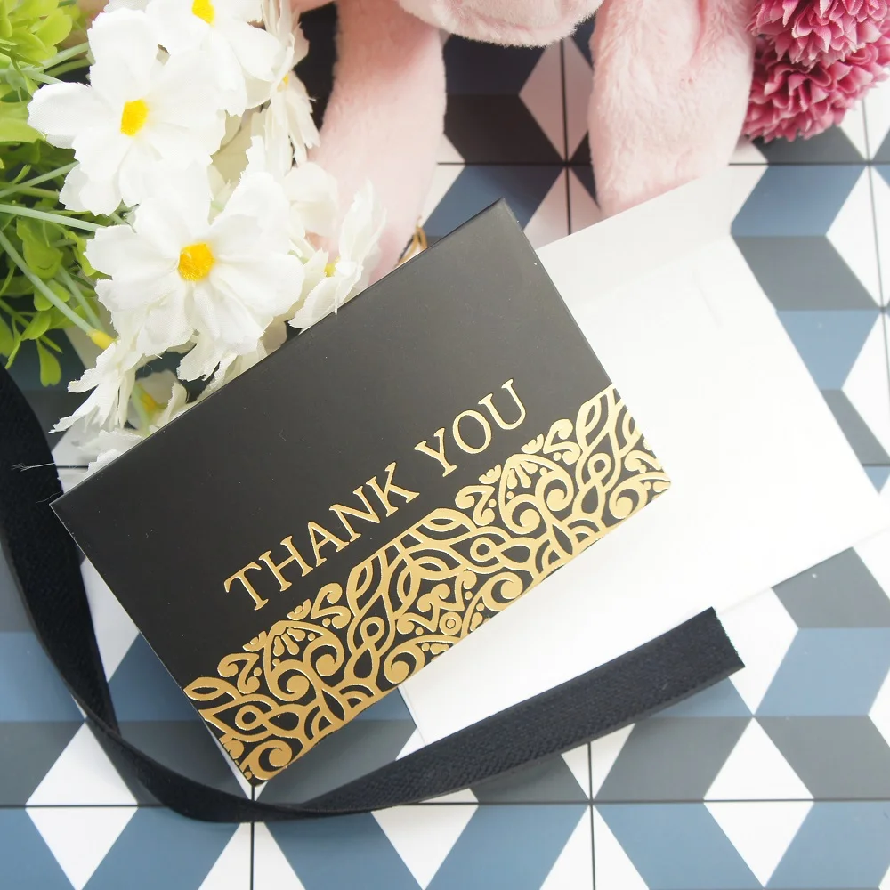 Золотые 25 шт. черные кусты спасибо складная открытка с конвертом поздравительная