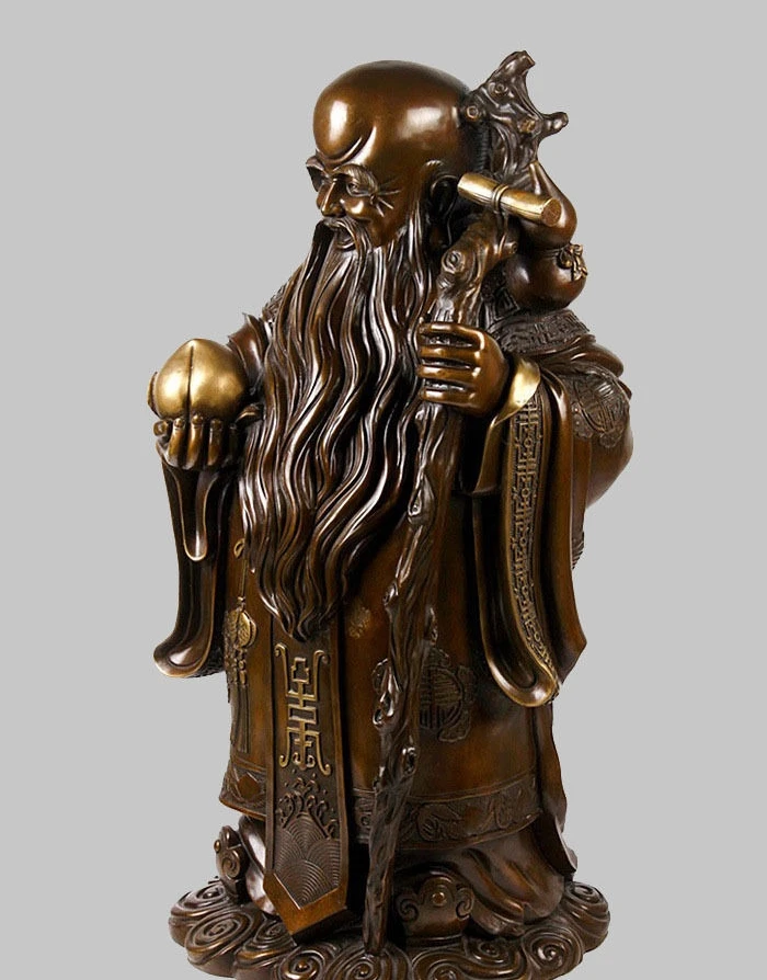 32 &quotкитайские из чистой бронзы долгая жизнь Бог старый человек держит персик и