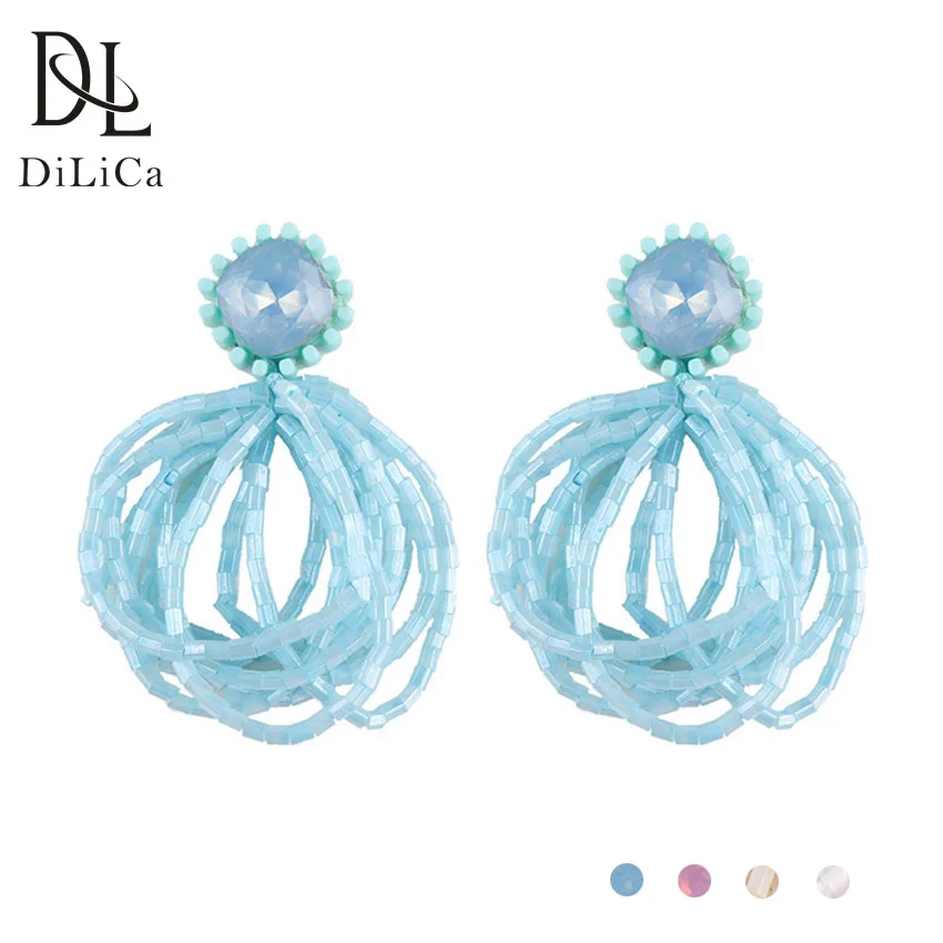 

DiLiCa Handmade Bohemian Earrings for Women Beads Drop Earrings Female Statement Earring Dangle Jewelry pendientes mujer moda