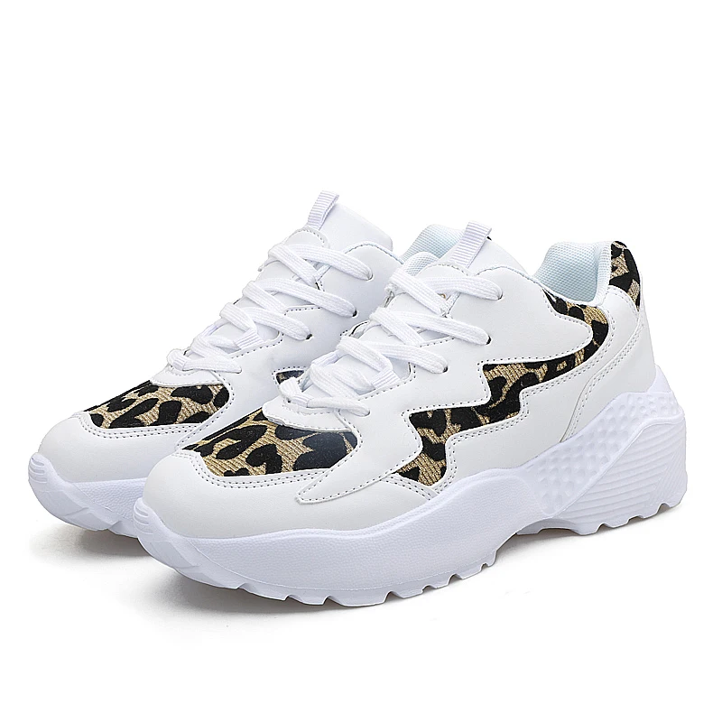 

Platform Fashion Sneakers Women Sexy Leopard Casual Shoes Woman Lace Up Low Top White Sneaker Women Trainers XZ116