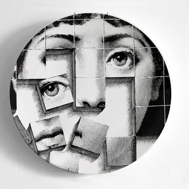 27 10-дюймовая шпилька для Fornasetti таблички для дома украшения Рождественские украшения для ужина пластина декоративная настенная посуда черный, белый цвет настенные тарелки - Цвет: 27