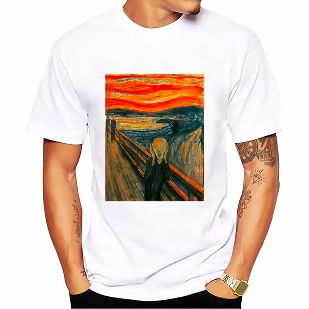 Edvard Munch известный скрик крик Мужская футболка Ван Гог Sunflowers Звездная Ночная homme