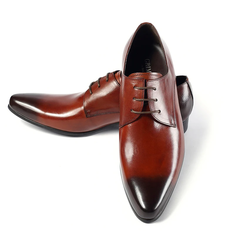 GRIMENTIN Лидер продаж мужские классические туфли из натуральной кожи коричневые