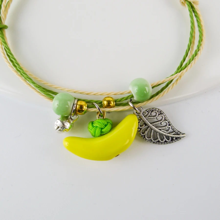 Cartoon Banana Ceramic Hand Knitting beads Bracelets Chinese ethnic style jewelry for women Children gift #FY203 | Украшения и