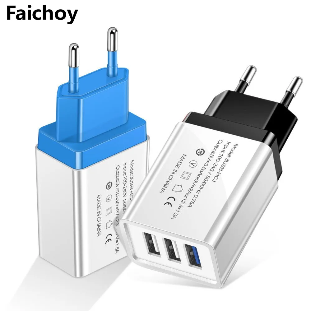 5 В/2 А 3 порта USB зарядное устройство EU/US адаптер для apple iphone samsung xiaomi huawei зарядные