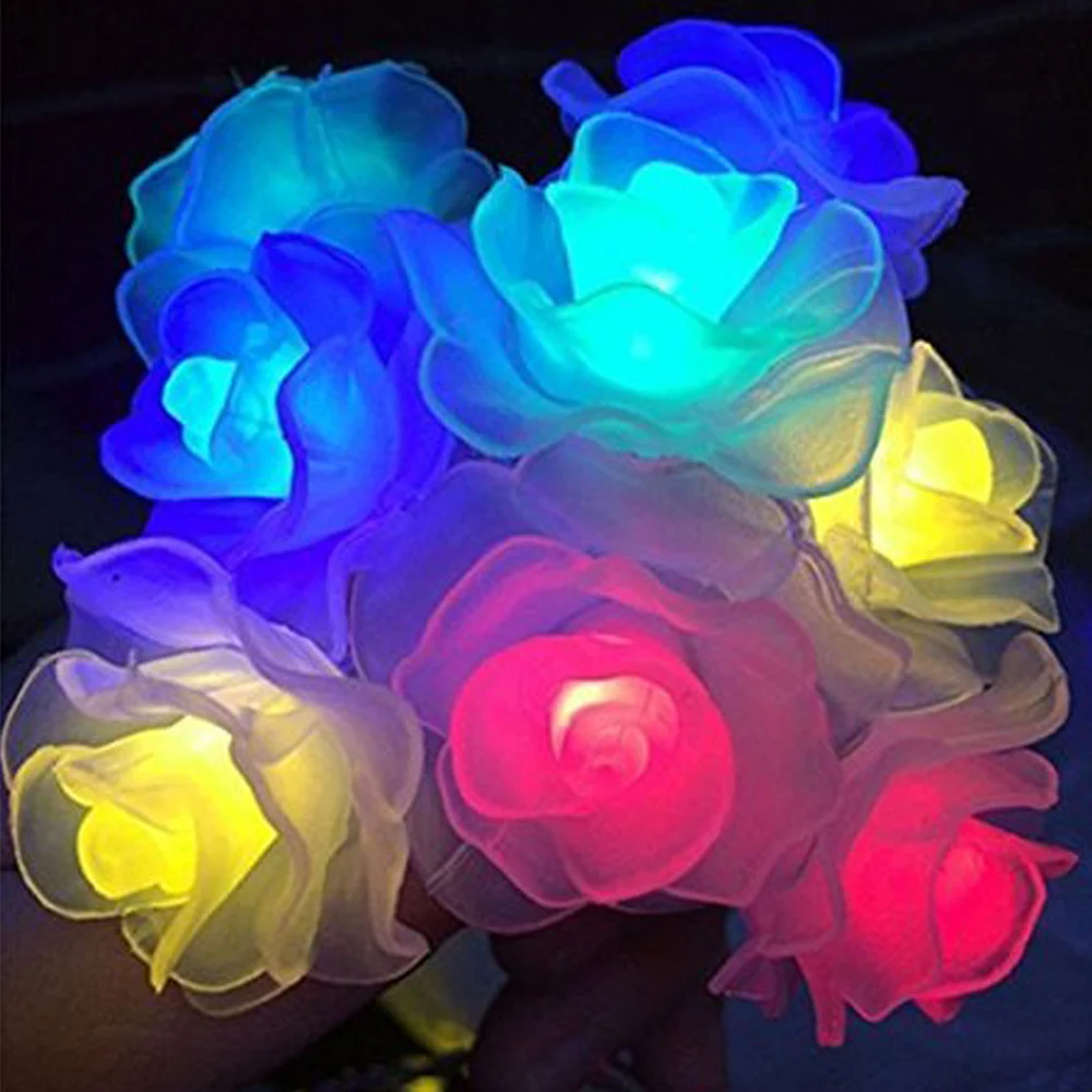 Светодиодная гирлянда с розовым цветком светодиодная на солнечных батареях