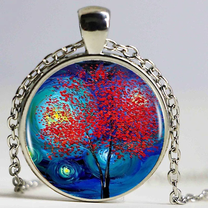 Ожерелье с подвеской логотипом История дерева винтажное бронзовое ожерелье