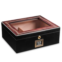 spanish cedar wood cigar humidor box with hygrometer humidifier safety lock moisturize cigar portable travel cigar case humidor