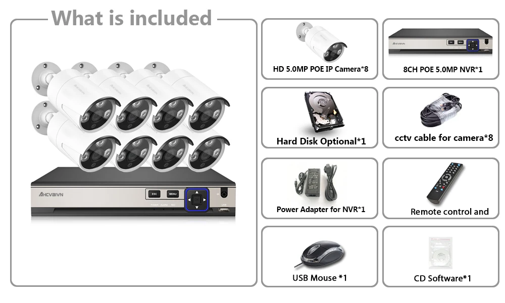8Ch HD H.265 5MP POE камера безопасности NVR CCTV система с 2592*1520 ip-камера наружного ночного видения комплект видеонаблюдения