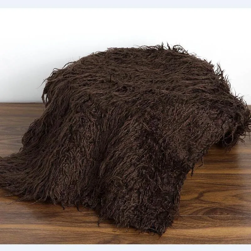 dark coffee Newborn Baby Soft Faux Fur Photograph Prop Blanket Infant Sleeping Swaddle Blankets Baby Shower Gift 50x80cm - Цвет: dark coffee