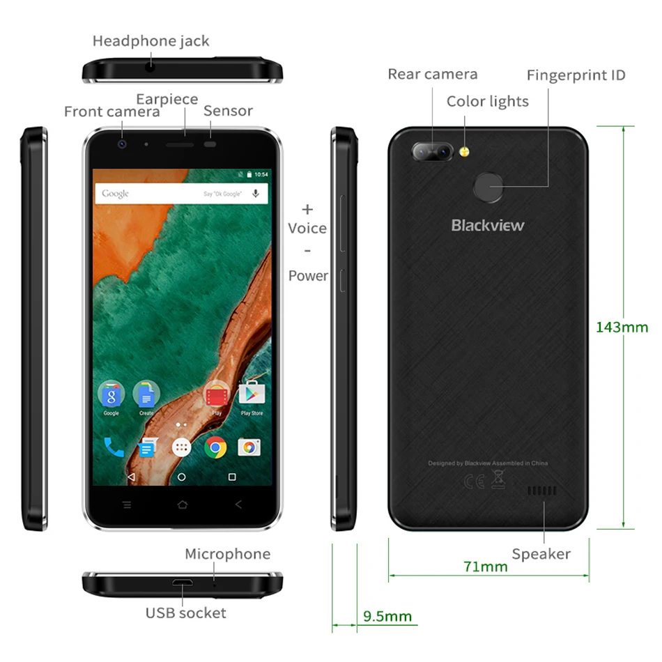 Смартфон Blackview A7 Pro 4g LTE Android 7 0 MT6737 четырехъядерный 5 дюймов 2 Гб ОЗУ 16 ПЗУ двойная