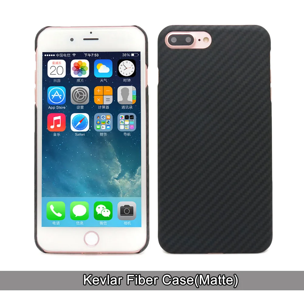 Чехол из настоящего углеродного волокна для iPhone 8 Plus, ультра тонкий роскошный чехол из арамидного волокна для Apple iPhone 7 Plus, новое поступление - Цвет: Kevlar Matter Black