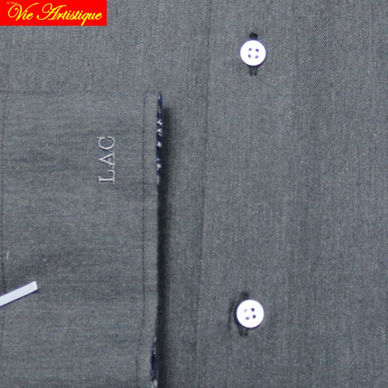 Мужская Фланелевая деловая рубашка с длинным рукавом серая Повседневная