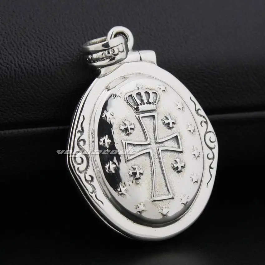 LINSION 925 пробы Серебряная открытая Дева Мэри Иисус подвеска в форме Креста 8Q016|virgin