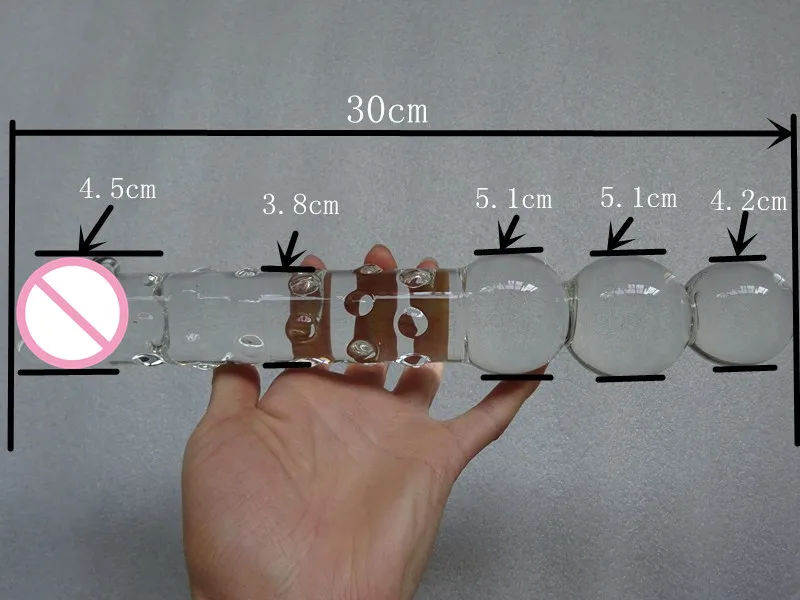 (11.8*2) inch Super Big Pyrex Glass Dildo Crystal Penis Long Sex Toys Large Anal Plug Huge Butt Beads Unisex Anus Balls | Красота и