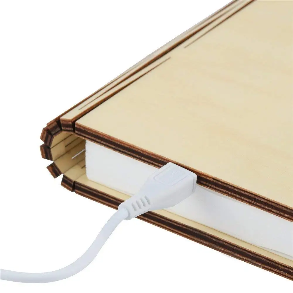 USB Перезаряжаемый светодиодный светильник, Складная Лампа для книг, Деревянный/кожаный ночной Светильник s, новинка, подарки на день рождения для детей, друзей