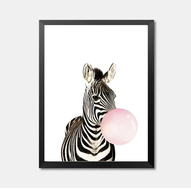 Nordic Cute Animals Zebra Giraffe Panda Canvas Painting Cartoon Bubbles Balloon Print Poster Art For Child Room | Дом и сад