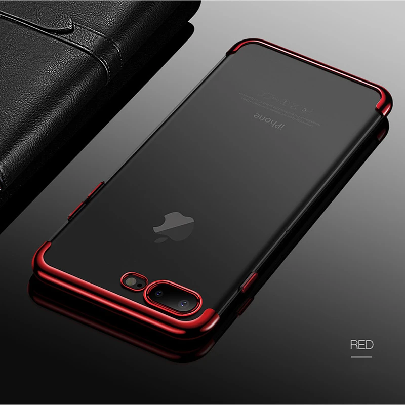Ультра тонкий прозрачный силиконовый роскошный чехол для iPhone X Чехол 6 6S 8 7 Plus