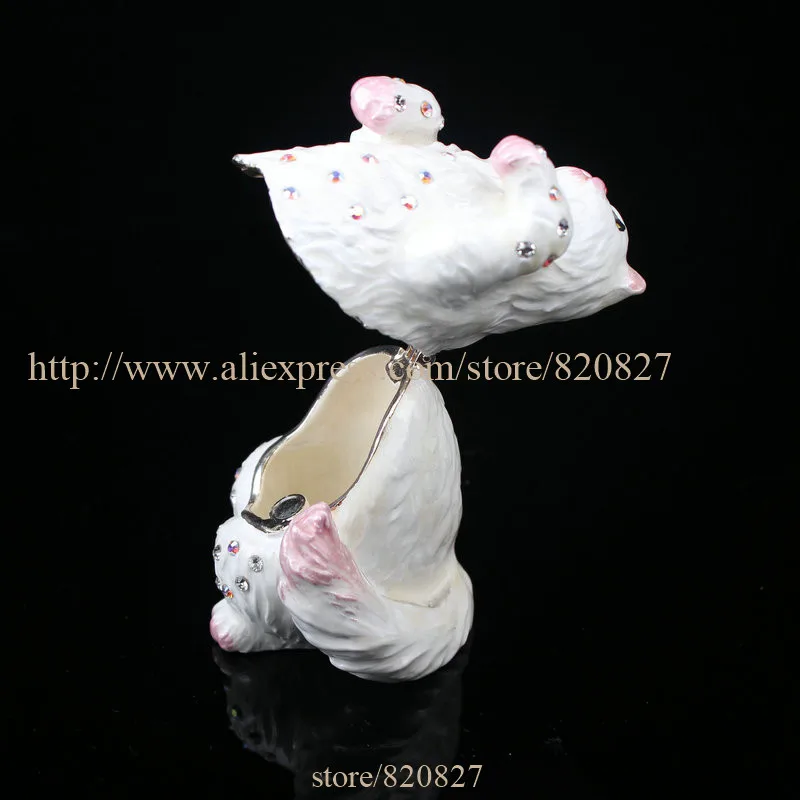 Статуэтка кота коробка для Keepsake Чешские кристаллы цветная точка на петлях Кот