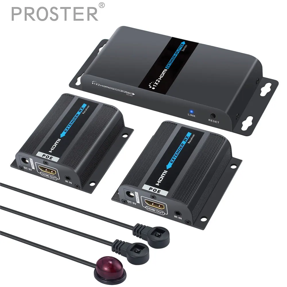 PROZOR 40 м 1x2 HDMI совместимый расширитель сплиттер Ретранслятор с 2 портами выход