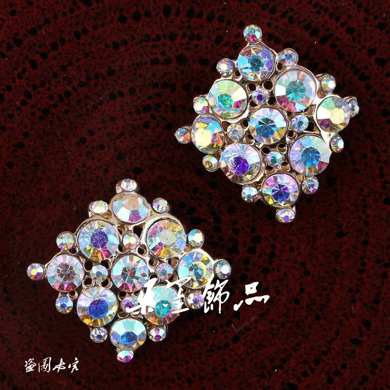 

(120PCS/LOT) Gold Handmade Bling Metal Crystal For Bridal Brooch Embellishment Vintage Clear Alloy AB Rhinestone Flatback Button