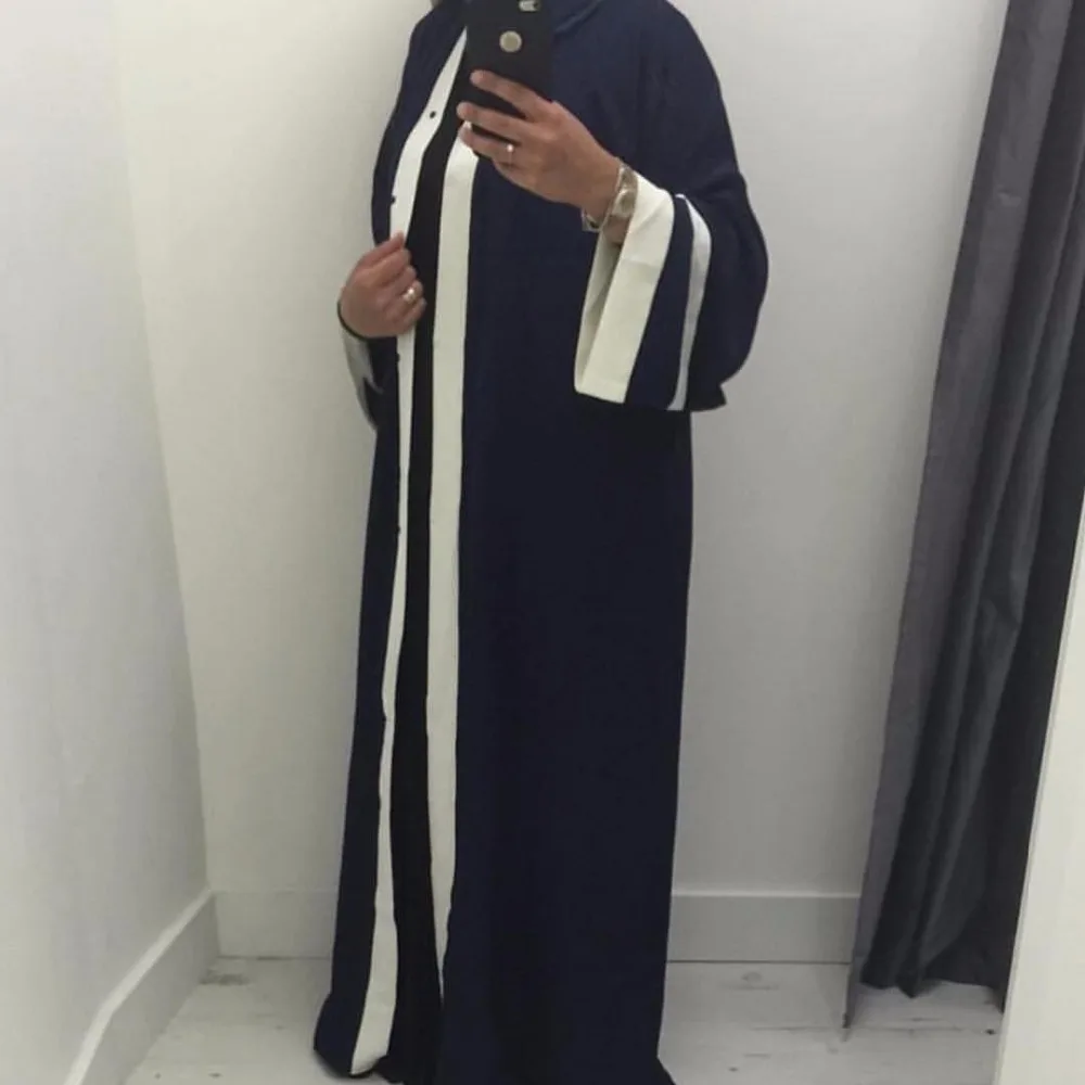Мусульманское Полосатое платье Abaya хиджаб туника кардиган длинный халат кимоно
