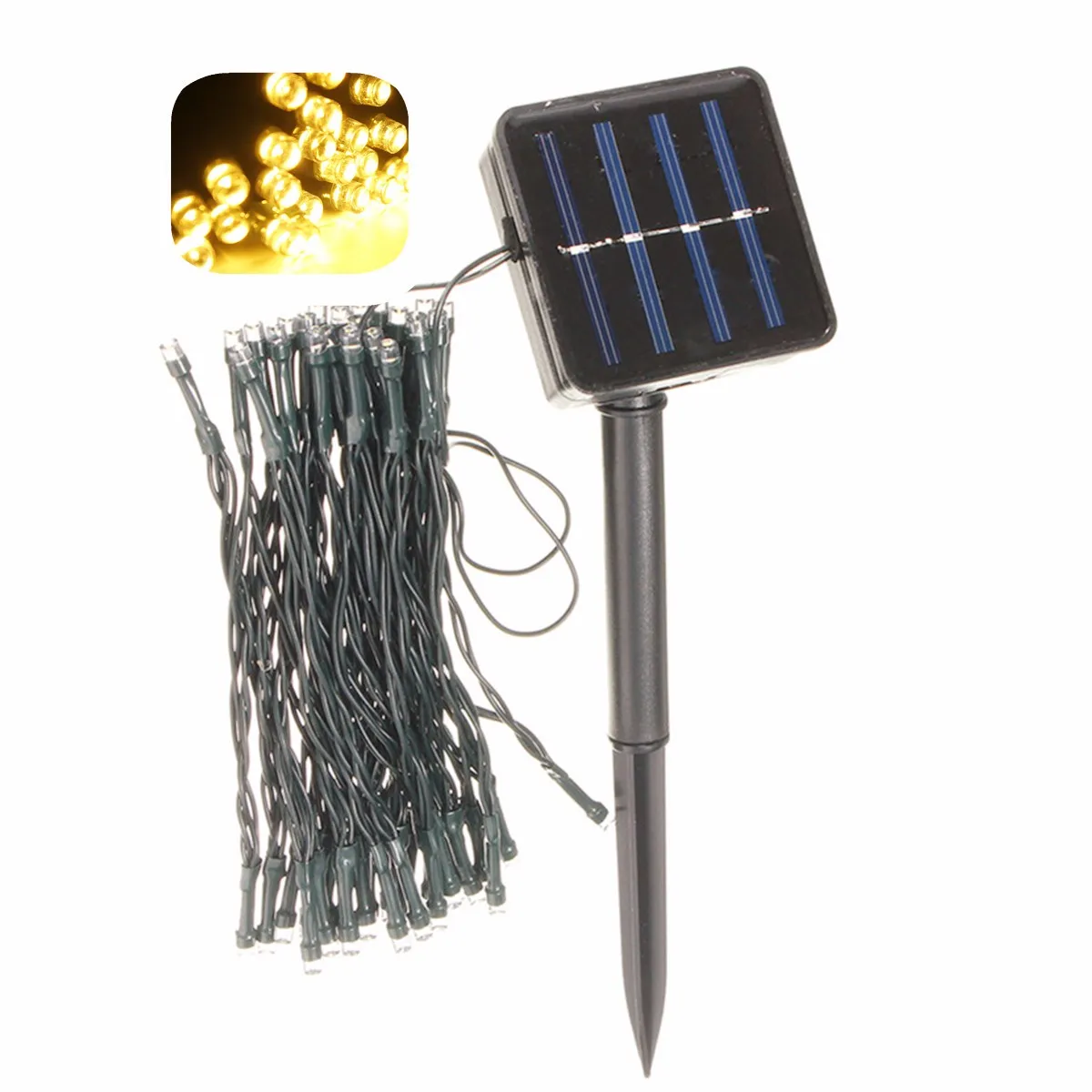 Warm White 5,2 м 2 в на солнечной энергии 50 светодиодный Сказочный струнный светильник водонепроницаемый Крытый уличный дворовый садовый путь Рождественская красочная лампа - Испускаемый цвет: Warm White