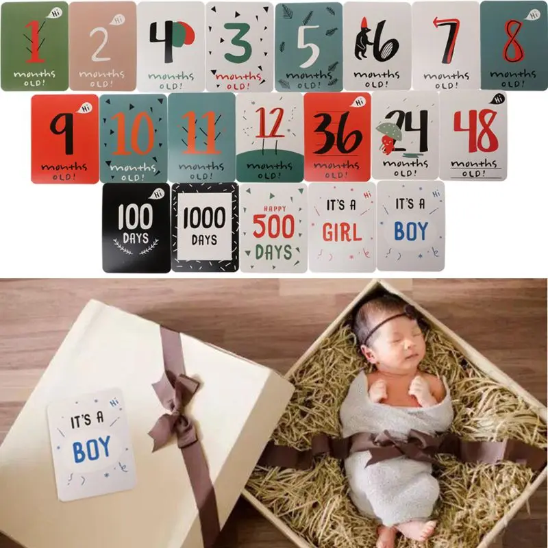 20Pcs/Set For Memory Baby Pregnant Women Monthly Photograph Sticker Fun Month 1-12 Milestone Cards Gift | Игрушки и хобби