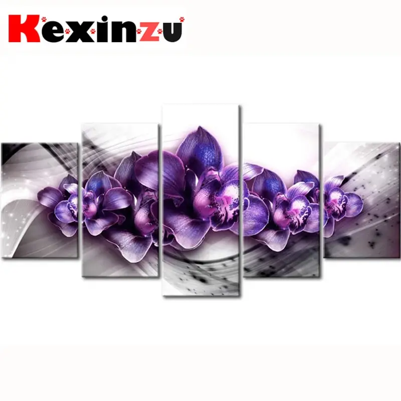 

5pcs Full Square/Round Drill 5D DIY Diamond Painting Cross Stitch"Flower" Multi-picture Combination Embroidery Mosaic 5D Decor