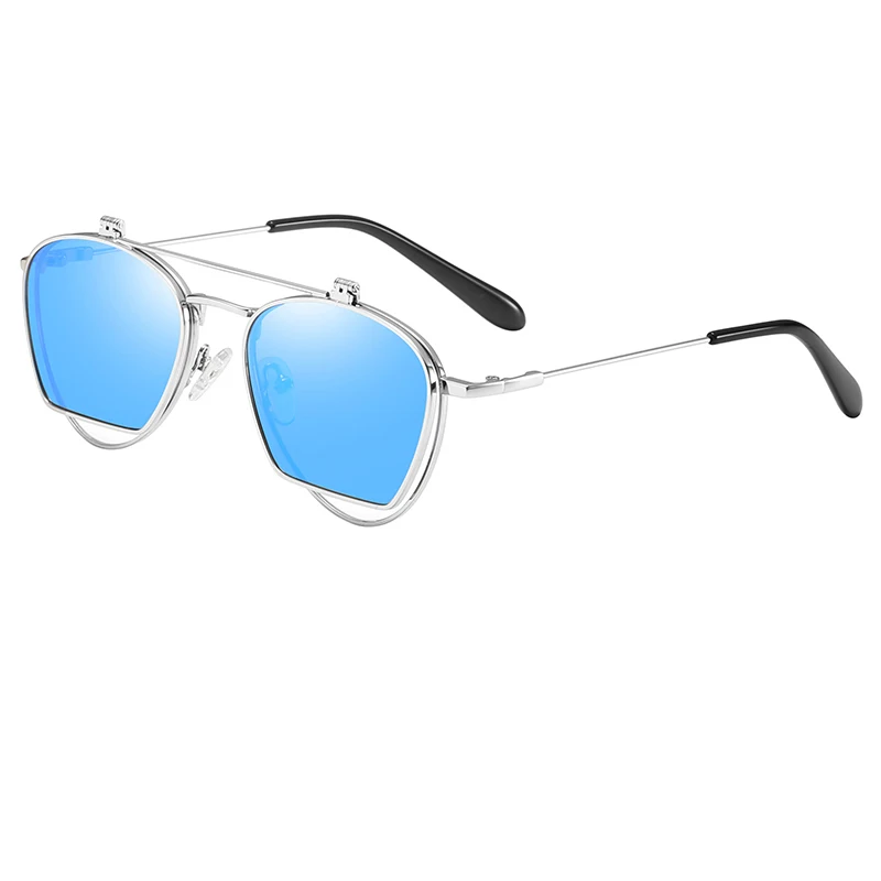 silver blue Складные солнцезащитные очки мужские женские солнцезащитные очки модные пилот дорожные очки унисекс вождение автомобиля затемняющие очки Oculos De Sol 201914 - Цвет линз: silver blue
