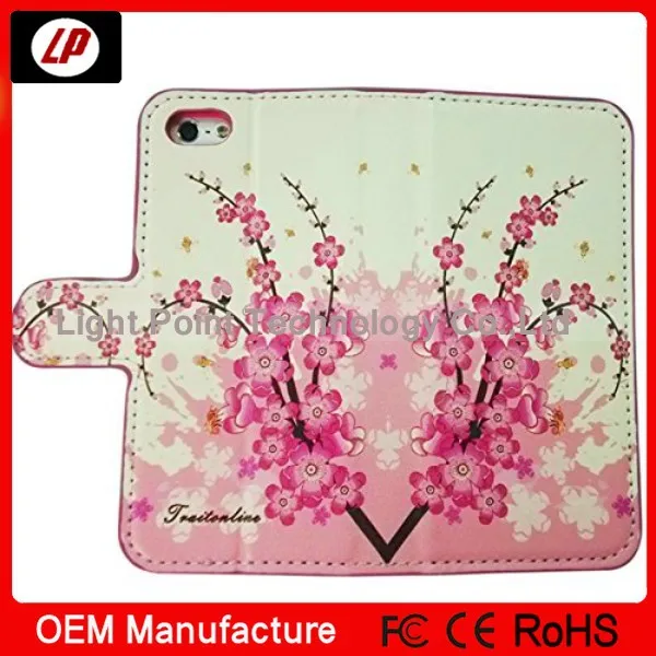 Flower phone case 8IN1 Pink PU Leather Cell Phone Cases For iphone 5 5s Flip Folio Case Bag Wallet Stand Holder |