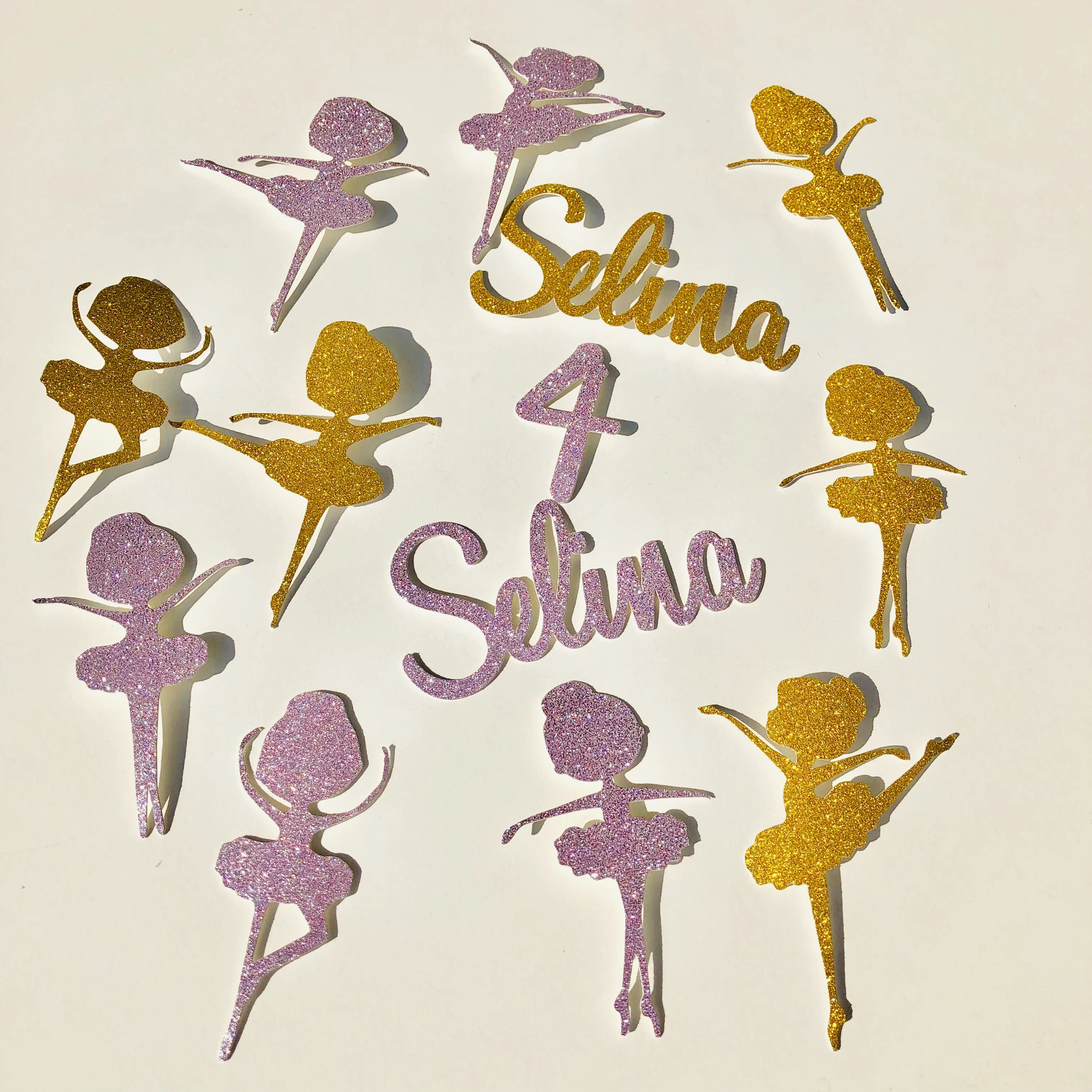 Персонализированное имя танцор балерины счастливый 4 день рождения партии стола