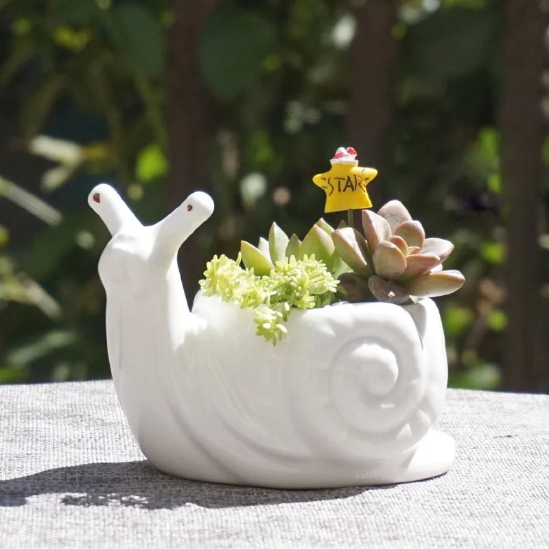 Керамический горшок для цветов Kawaii с маленькими животными белый фарфор
